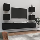 JUNZAI 6-TLG. TV-Schrank-Set, Wohnzimmer Möbel, Tv Lowboard, Tv Möbel, Wohnzimmer Schrank, Fernsehtisch, Schlafzimmer Möbel, Schwarz Holzwerkstoff