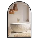 rillrun Bogenspiegel, Badezimmer-Wandspiegel, 50,8 x 71,1 cm, gewölbter Wandspiegel, schwarzer Rahmenspiegel, Wandspiegel für Badezimmer, Eingangsbereich, Flur, Wohnzimmer, Schlafzimmer