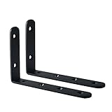 SAYAYO Winkel Regal Regalwinkel Schwarz Edelstahl L förmige 90 Grad Recht Winklige Regalhalterung mit Schrauben für Schreibtisch, Tisch, Hölzern Möbel 150x100, EJ5217B-2P