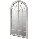 BULANED Rustikaler Gartenspiegel, Spiegel Fenster, Kirchenfenster, Fensterförmiger Spiegel, Window Mirror, Fensterspiegel, Spiegel Landhausstil, Wandornament, Bogen 60×116 cm für Indoor und Outdoor