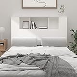 ZEYUAN Kopfteil, Bettrückwand, Bettkopfteil Bezug, Bett Kopfteil, Bett Rückwand, Headboard Cover, mit Ablagen Weiß 120x18,5x104,5 cm