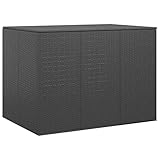 JUNZAI Garten-Kissenbox, Gartenbox, Auflagenbox, Gartenschrank, Balkonschrank, Aufbewahrungsbox, Gartenkiste, Balkon Schrank, Outdoor Box, PE Rattan 145x100x103 cm Schwarz