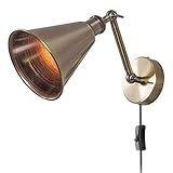 HWORKS Moderne Wandleuchten Wandleuchte, Vintage-Wandleuchte aus Metall mit Schalter, 1,8 m Kabel, Industrie-Bronze-Wandlampe, antiker Wandstrahler, verstellbare Bettlampe, Leselampe mit Stecker, E