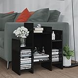 JUNZAI Regalschrank, Regal, Bücherregal, Regale & Ablagen, Stufenregal, Hochglanz-Schwarz 60x26x60 cm Spanplatte