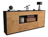 Stil.Zeit Sideboard Johannes - Korpus anthrazit matt - Front Eiche (180x79x35cm) Push-to-Open Technik & Leichtlaufschienen