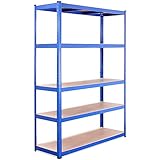 G-Rack Schwerlastregal, 1 blaues Lagerregal 5 Fächer - für Keller, Werkstatt, Abstellraum, Garage - Metall I 180 x 120 x 45 cm I 175 kg Last je Regalboden (Total 875 kg) I 5 Jahre Garantie