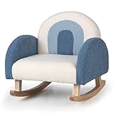 LIFEZEAL Kindersofa, Kindersessel für Kleinkinder, Mini Sofa für Junge & Mädchen, Schaukelstuhl aus Teddy Samtmaterial & Massivholzbeinen, Kinderstuhl Babysitz für Kinderzimmer(Blau)