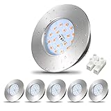 Allesgute LED Einbaustrahler Ultra Flach 230V 5W IP44 LED Spot Set Warmweiß 500lm LED Einbauleuchten Mini Rund Matt Nickel Slim 30mm Bad Deckenspot Einbauspot f. Loch Ø 68mm -6er Set