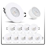 linovum ISAWO 10 Stück Einbaustrahler LED Bad IP65 mit LED Modul 5W warmweiß 230 V - Badeinbaustrahler flach in weiß & rund