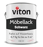 Viton Möbellack - 0,7 Kg - Seidenmatt Schwarz - Möbelfarbe auf Wasserbasis - RAL 9005 Tiefschwarz