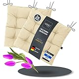 LILENO HOME 2er Set Stuhlkissen 12 Beige (40x40x6 cm) - Sitzkissen für Garten, Küche oder Esszimmer - UV-beständige Indoor u. Outdoor Stuhlauflage als Stuhl-Kissen (Linda FUM)