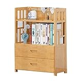 HALAHAI Bücherschrank Bücherregal Bambus-Bücherregal Mit Doppelschubladen-Bücherregal, 2/3 Regal-Bücherregal, Freistehende Bücherregale Für Zuhause Und Büro Bücherregale (Size : 80 * 25 * 80cm)