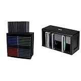 Fellowes CD Aufbewahrung, CD Turm mit Selbstauswurf-System, horizontal und vertikal nutzbar, für 30 + 18 CDs, Farbe: schwarz & Hama CD Regal für 20 CDs schwarz