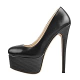 Only maker Damen Plateau High Heels Stiletto Pumps Party Schuhe in Lederoptik Schwarz 40 EU