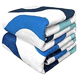 Mocaletto Strandtuch, 100 % Baumwolle, übergroß, 89x178 cm, mehrfarbig, blaue Strandtücher für Erwachsene, weiche und saugfähige, große Baumwolle, Schwimmen, Familienreisetücher