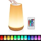 Vaileal LED Nachttischlampe, Touch Dimmbar Atmosphäre Tischlampe mit Fernbedienung USB-Aufladung, 13 Farben und Farbwechsel, Tragbare Kinder Stimmungslicht für Schlafzimmer/Wohnzimmer/Büro