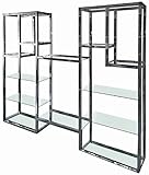 Casa Padrino Regalschrank mit Glasregalen Silber 220 x 40 x H. 220 cm - Bücherschrank - Wohnzimmer Schrank - Büro Schrank - Wohnzimmer Möbel - Büro Möbel - Luxus Möbel