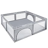 HENGMEI Baby Laufgitter Laufstall Absperrgitter 180x150cm Aktivitätszentrum mit Rutschfester Basis, atmungsaktivem Netz Sicherheitsspielplatz