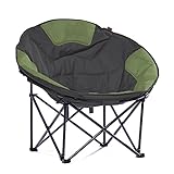 Skandika Moonchair XXL | Großer, bequemer Campingstuhl, Camping Sessel rund, Mondsessel, gepolstert, klappbar, Tragegriff und Tragetasche, Anti-Rutsch-Füße, sehr robust | max. 150 kg (grau/grün)