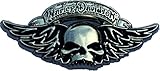 Biker-Anstecknadel aus Metall mit Totenkopf und Flügeln, verchromtes Finish – Hog Chopper Bobber