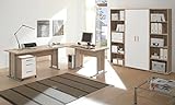 moebel-dich-auf Arbeitszimmer Office LINE 7-TLG. in 2 Farbvarianten Büro Büromöbel-Set Komplettprogramm (Eiche Sonoma/weiß)