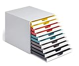 Durable Schubladenbox A4 (Varicolor Mix) 10 Fächer, mit Etiketten zur Beschriftung, mehrfarbig, 763027