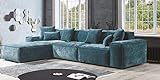 Ecksofa L - Form Blaue Wohnlandschaft Design Couchen Möbel Sofa Couch Stoff Neu