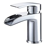 Ketaliria Waschtischarmatur Mischbatterie Einhebelmischer Waschbecken Armatur Chrom Wasserhahn Bad Waschbeckenarmatur Badarmatur Wasserfall, Messing verchromt