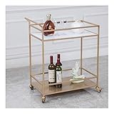 DICOINA Barwagen, Servierwagen, Getränkewagen, Rollwagen aus Stahl, Massivholz, mobiler Weinwagen, Kuchenwagen