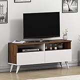 Tiger TV Lowboard – TV Schrank – TV Kasten – Fernsehtisch – TV Möbel mit 2 Türen in modernem Design (Nußbaum/Weiß)
