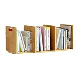 Bücherregal Natürlicher Bambus Desktop Bücherregal mit verstellbarer Breite Einziehbares Desktop Bücherregal Desktop Lagerregal Bücherregal für Home Office Schulbücherregal Regal Organizer