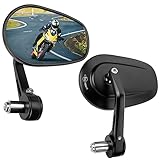 Kemimoto Lenkerendenspiegel Motorrad E-geprüft, Universal Motorradspiegel für Lenker,360°drehbarer Lenkerspiegel Motorrad, 7/8' 22mm Seitenspiegel Kompatibal mit Scooter Roller MT07 MT09, 2 Stücke