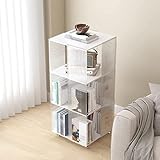 Bookcase 360 ° drehbares Bücherregal mit Rädern, durchsichtiges Acryl, schmales Bücherregal, beweglicher moderner Bücherregal-Organizer für Wohnzimmer, Schlafzimmer Dekor