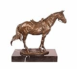 dekowonderland Bronzefigur Bronze Figur Statue Skulptur Pferd Tier Reiten Dressur H 24,5 cm