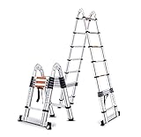 Leiter Teleskopleiter Aluminium-Teleskop-Verlängerungsleiter Tragbare Mehrzweck-Klappleiter Für Reinigungsarbeiten Trittleiter (Color : A, Size : 12FT)