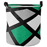 Laundry Baskets Grüne Quadratische Geometrische Graue Schwarze Linien Handtuchkorb Praktisch Wäschebox Große Kleider Tasche Für Bad Wäsche Kleidung,40X50Cm
