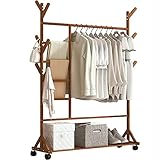 IMYOGI Exquisiter Kleiderständer aus Bambus, Kleiderständer, Kleiderständer, freistehender Kleiderbügel, Schlafzimmer-Kleiderständer für Flur, Wohnzimmer, Schlafzimmer/B/100 x 35 x 155 cm (B)