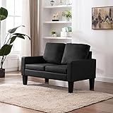 JUNZAI 2-Sitzer-Sofa, Tagesbett, Couch Mit Schlaffunktion, Couch für Wohnzimmer, Wohnzimmersofa, für Wohnungen, Bigsofas, Cauchsofa, Schwarz Kunstleder