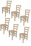 t m c s Tommychairs - 6er Set Stühle Venezia für Küche und Esszimmer, robuste Struktur aus poliertem Buchenholz, unbehandelt und 100% natürlich, Sitzfläche aus poliertem Holz