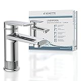 SCHÜTTE 33410 LIVERPOOL Waschtischarmatur in edlem chrom-glänzend Design, Wasserhahn für Ihr Bad mit Pop-Up Exzenter, Mischbatterie Badezimmer