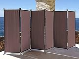 QUICK STAR Paravent 6 Teilig 340x165cm Stoff Raumteiler Trennwand Balkon Sichtschutz Stellwand Faltbar Taupe