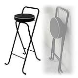 Barhocker Klappbar Barstuhl mit Rückenlehne Küchenstühle PU Gepolstert Bistrohocker aus Metall Tresenstuhl für Frühstücksbar