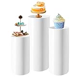 Round Cylinder Stand Pedestal Display Dekosäule, 3/5 Podest Weiß Hochglanz Blumensäule, Blumenständer for Party Decorations Plinths Pillars Wedding Party Decor,5pcs