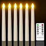 LED Stabkerzen mit Timerfunktion, Ymenow 6 Stück Flackernde Flamme Flammenlose Batteriebetrieben Schwebende Kerzen mit Timer Fernbedienung für Wohnzimmer Weihnachten Dekorations, 20cm Hoch