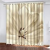 Blickdichte Gardinen 2Er Set, 3D Weißes Blumenmuster Muster Verdunkelungsvorhang Mit Ösen, Modern Thermo Vorhänge für Schlafzimmer Wohnzimmer Kinderzimmer Küche Fensterdekoration H 232 X B 264 cm