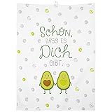 GRUSS & CO Geschirrtuch Motiv 'Avocado' | Baumwolle, 60 cm x 45 cm, farbiger Motivdruck | Geschenk, Küche, Kochen, Grillen | 47106