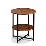 monque Einfacher Kleiner Couchtisch, Beistelltisch Mit Regal, Sofatisch Aus Eisen Für Schlafzimmer, Balkon, Arbeitszimmer, Runder Beistelltisch Mit Aufbewahrung, 40 X 47 cm(Size:40 * 47CM,Color:C)