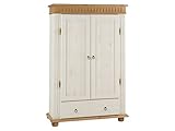 möbelando Wäscheschrank Kleiderschrank Schrank Beistellschrank Holzschrank Silvana I weiß/antik