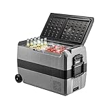AXADD 36L 50L 60L tragbarer Autokühlschrank Mini-Kühlschrank mit Gefrierfach mit Rad und Griff 12/24V DC for Camping-Picknicks (Color : Noir, Size : 50 L)