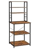 VASAGLE Küchenregal, Standregal für Küche, Mikrowellen-Regal, stehend, 6 Regalebenen und 6 Haken, für Mikrowelle, Stahlrahmen, Industrie-Design, 40 x 60 x 167 cm, vintagebraun-schwarz KKS024B01